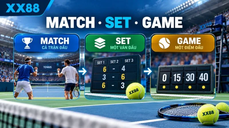 Cách đọc trận Tennis trên bảng cược XX88